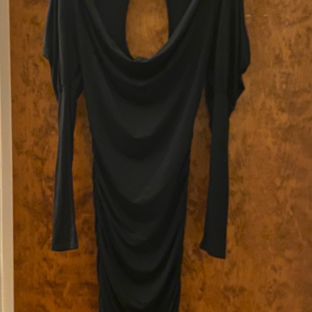 Marciano Black Long Sleeve Cowl Neck Dress